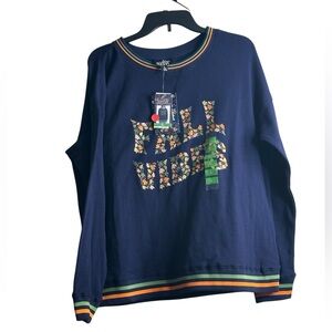 NWT Feeling Festive Navy Blue Fall Vibes Waffle Knit Top Size L